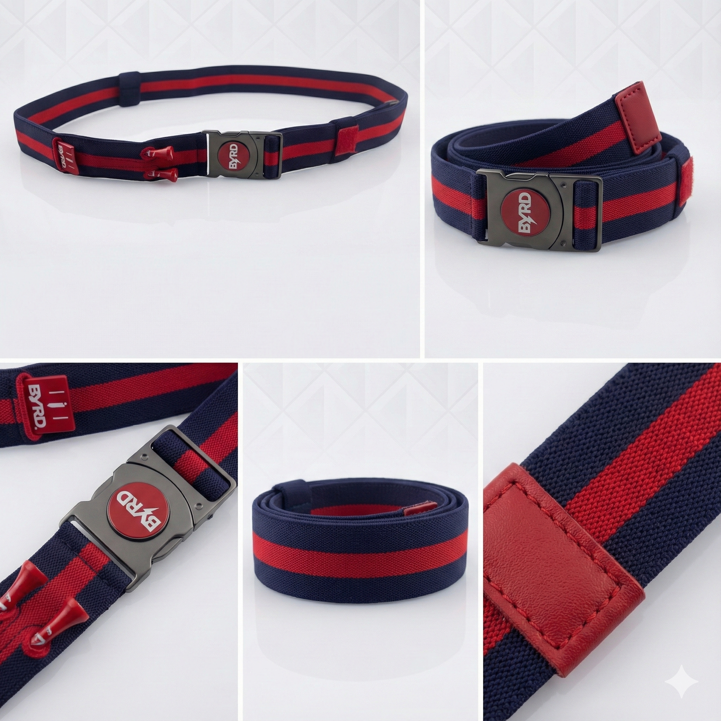 THE BYRD GOLF BELT ✶ Blue / Red Stripe - The Byrd, LLC