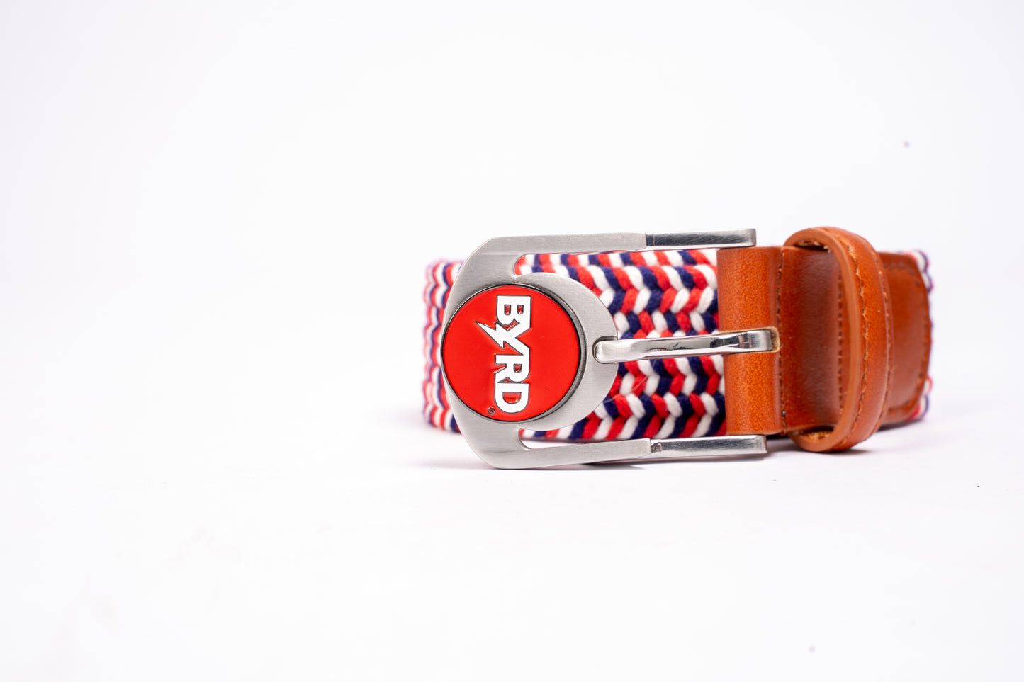 THE BRAIDED BYRD GOLF BELT - Red & White Bluebyrd - The Byrd, LLC