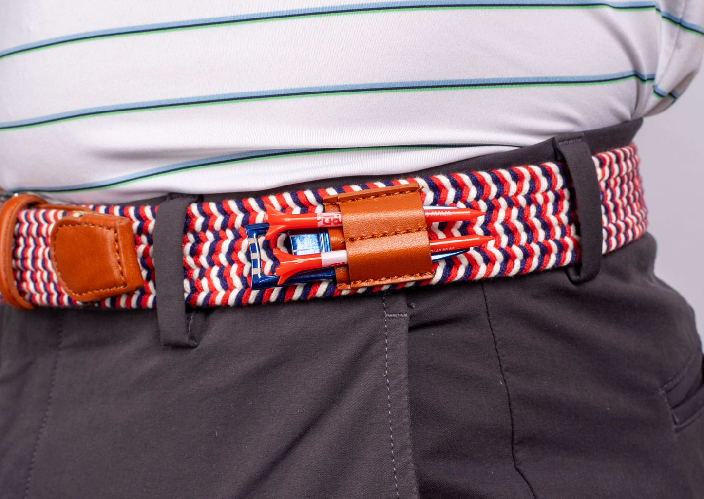 THE BRAIDED BYRD GOLF BELT - Red & White Bluebyrd - The Byrd, LLC