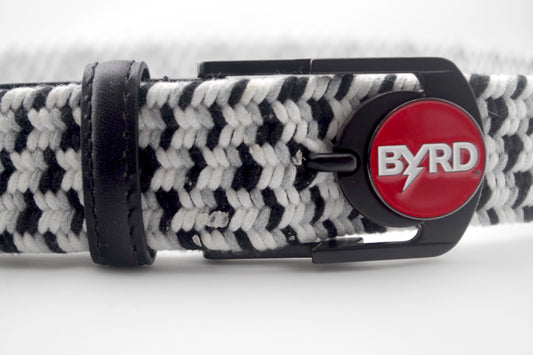 THE BRAIDED BYRD GOLF BELT - BLACK CAPPED CHICKADEE