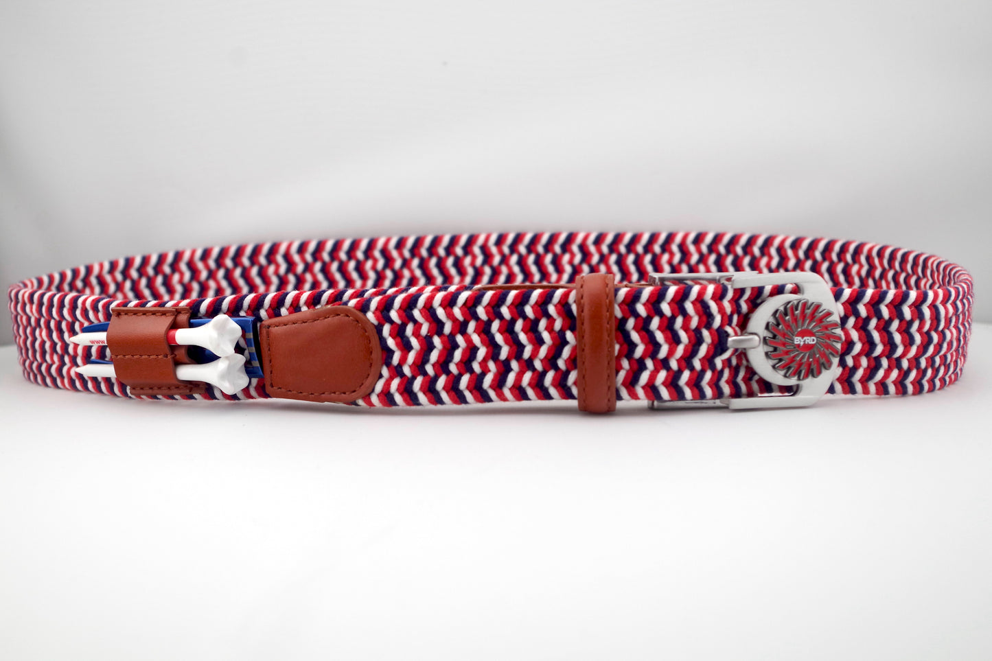 THE BRAIDED BYRD GOLF BELT - RED & WHITE BLUEBIRD