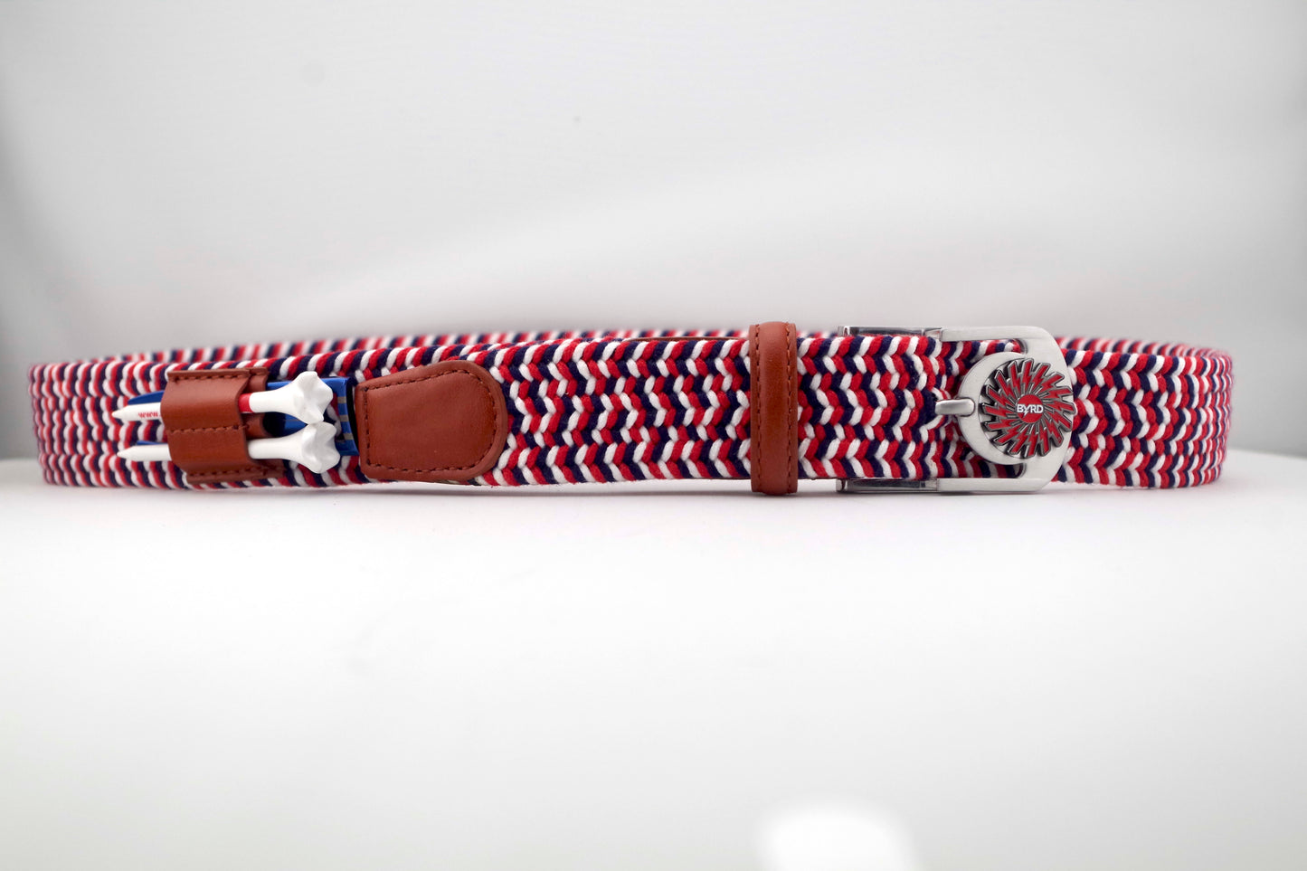 THE BRAIDED BYRD GOLF BELT - RED & WHITE BLUEBIRD