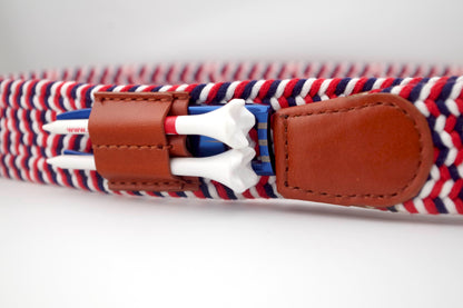 THE BRAIDED BYRD GOLF BELT - RED & WHITE BLUEBIRD