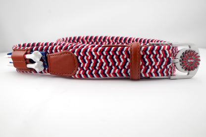 THE BRAIDED BYRD GOLF BELT - RED & WHITE BLUEBIRD