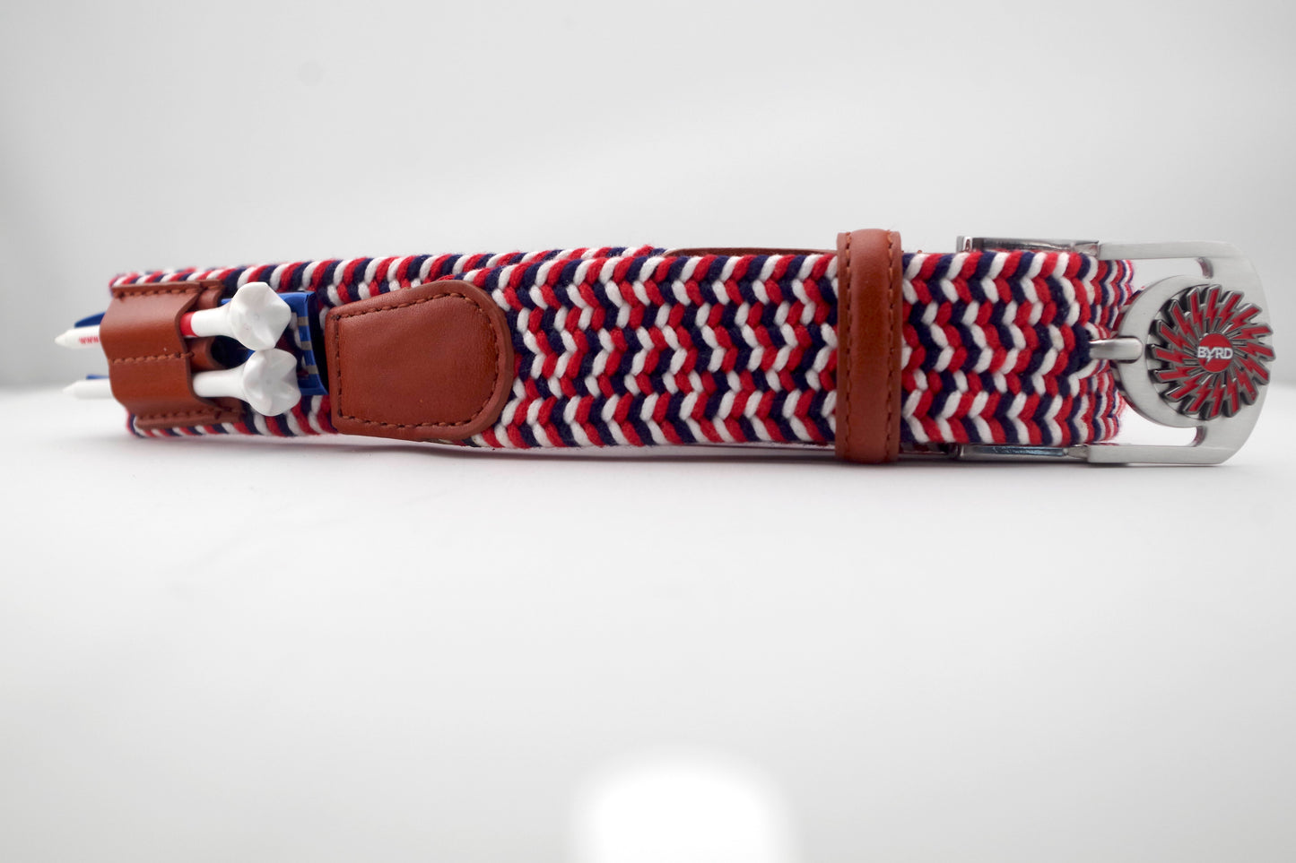 THE BRAIDED BYRD GOLF BELT - RED & WHITE BLUEBIRD