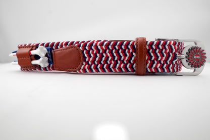 THE BRAIDED BYRD GOLF BELT - RED & WHITE BLUEBIRD