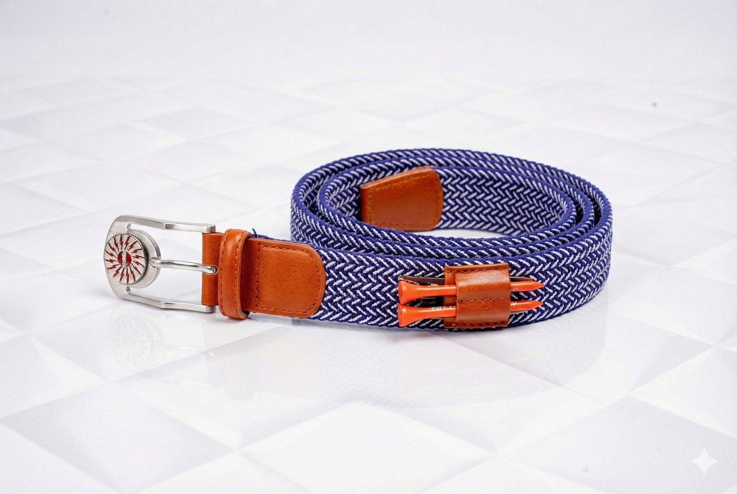THE BRAIDED BYRD GOLF BELT - Blue/White: Gear Organizing Belt