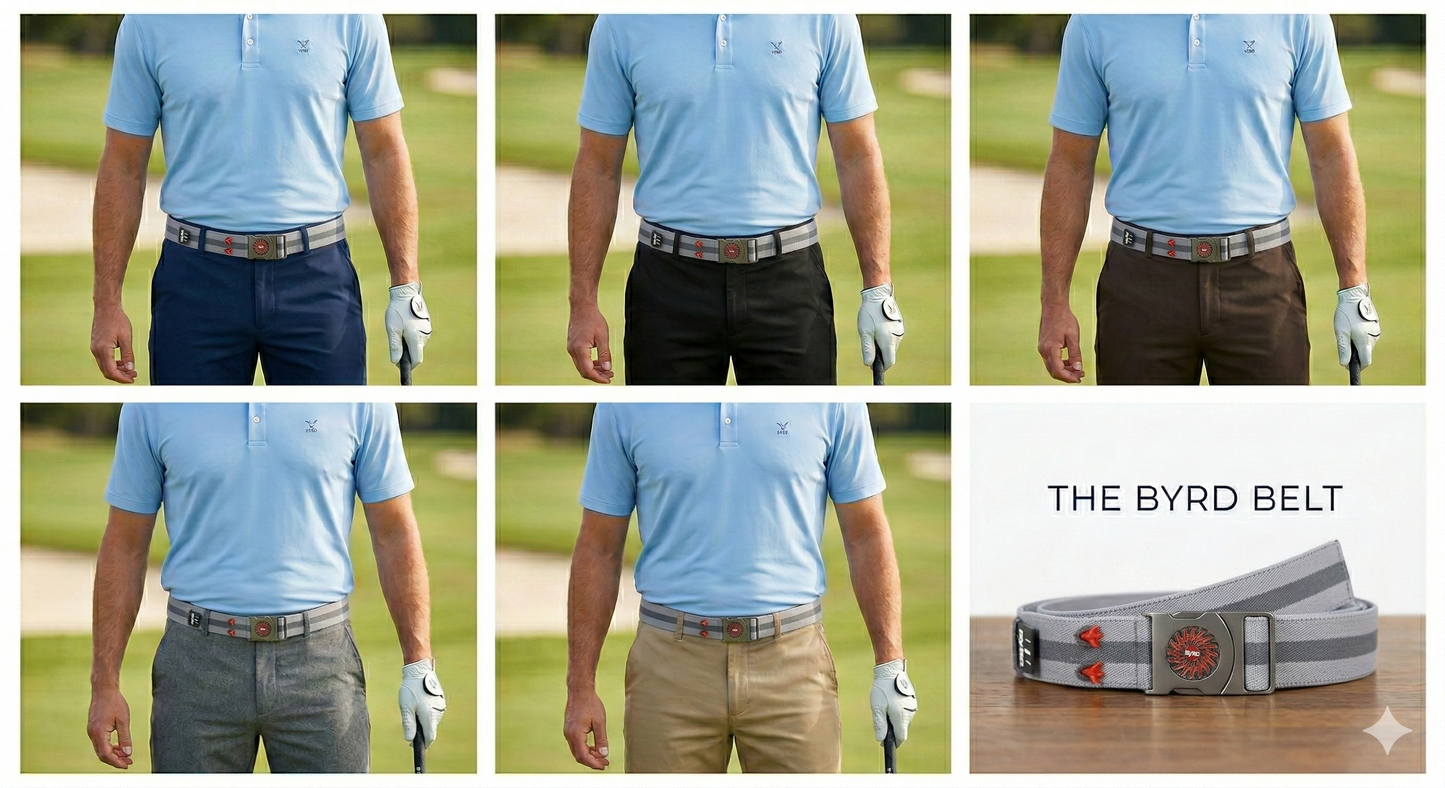 THE BYRD GOLF BELT ✶ Grey Stripe - The Byrd, LLC