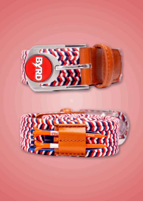 THE BRAIDED BYRD GOLF BELT - Red & White Bluebyrd - The Byrd, LLC