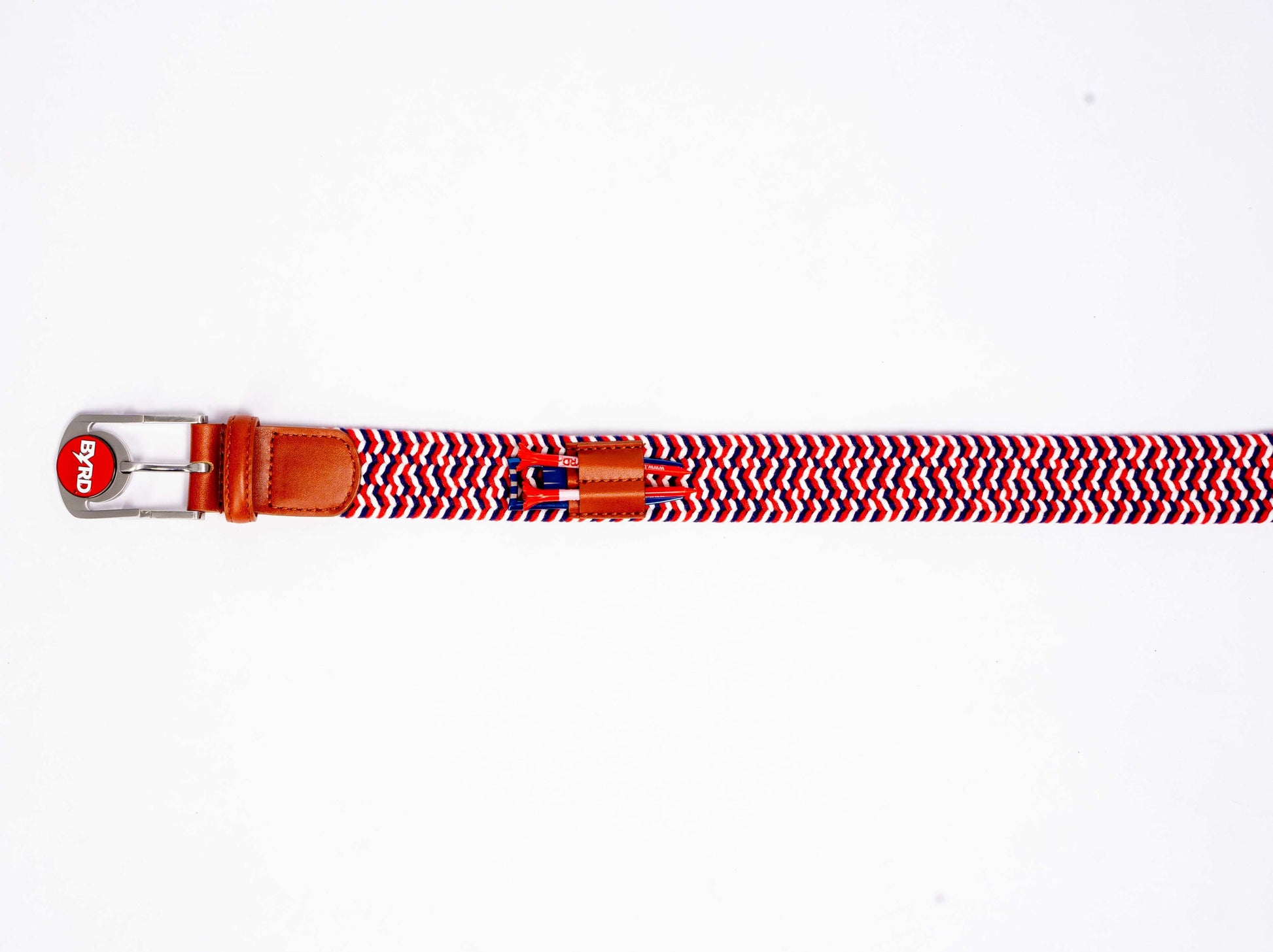 THE BRAIDED BYRD GOLF BELT - Red & White Bluebyrd - The Byrd, LLC