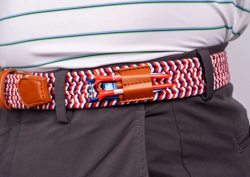 THE BRAIDED BYRD GOLF BELT - Red & White Bluebyrd - The Byrd, LLC