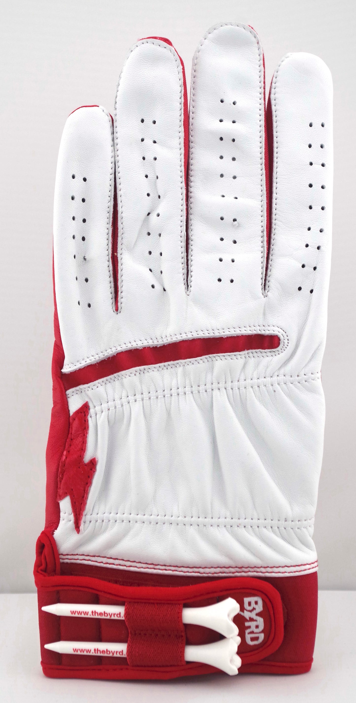 THE BYRD GOLF GLOVE - WHITE / RED