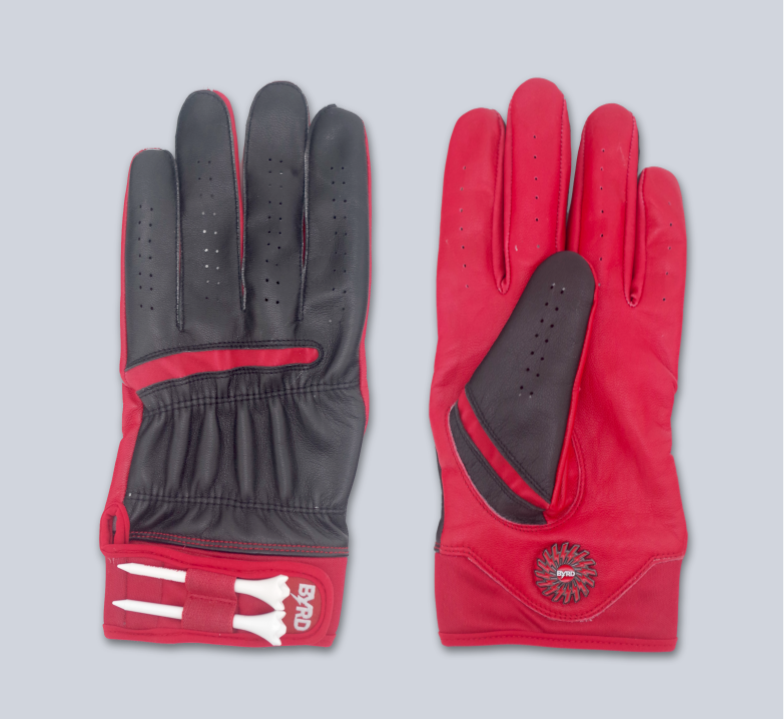 THE BYRD GOLF GLOVE - BLACK / RED