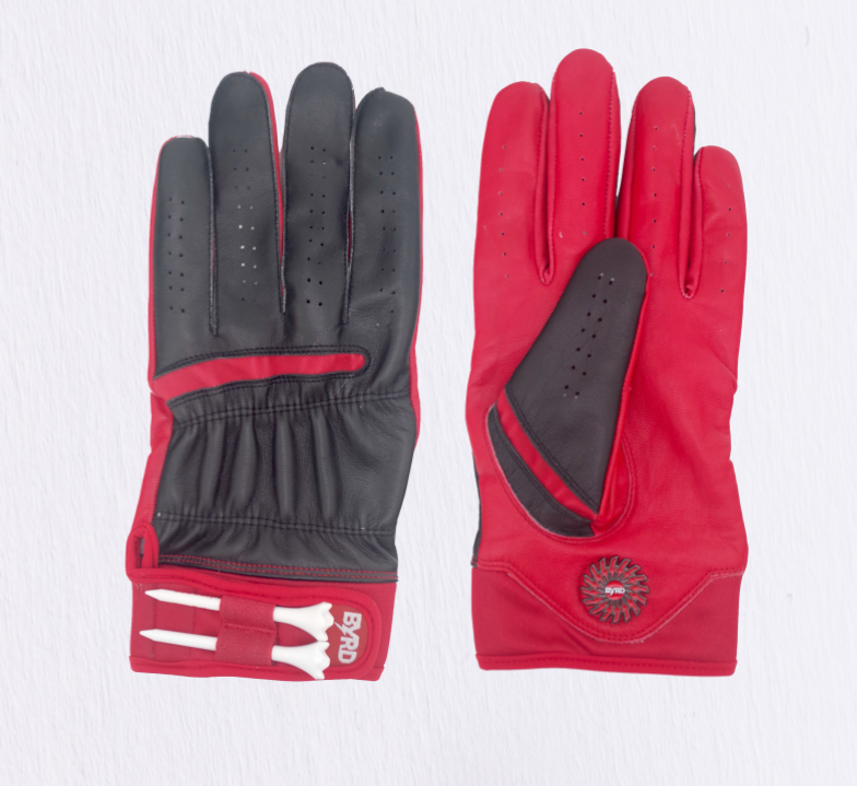 THE BYRD GOLF GLOVE - BLACK / RED