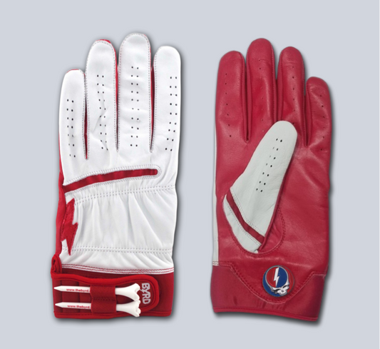 THE BYRD GOLF GLOVE - WHITE / RED