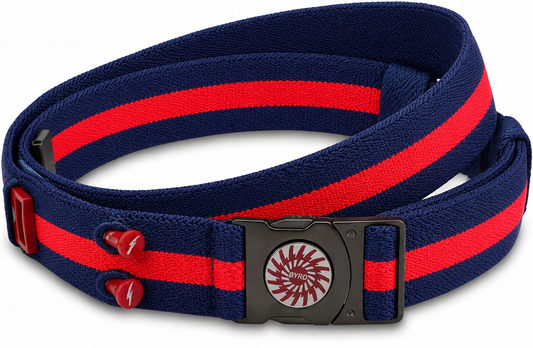 THE BYRD GOLF BELT - Blue/Red Stripe