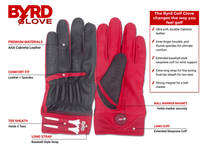 THE BYRD GOLF GLOVE - Black/Red - The Byrd, LLC