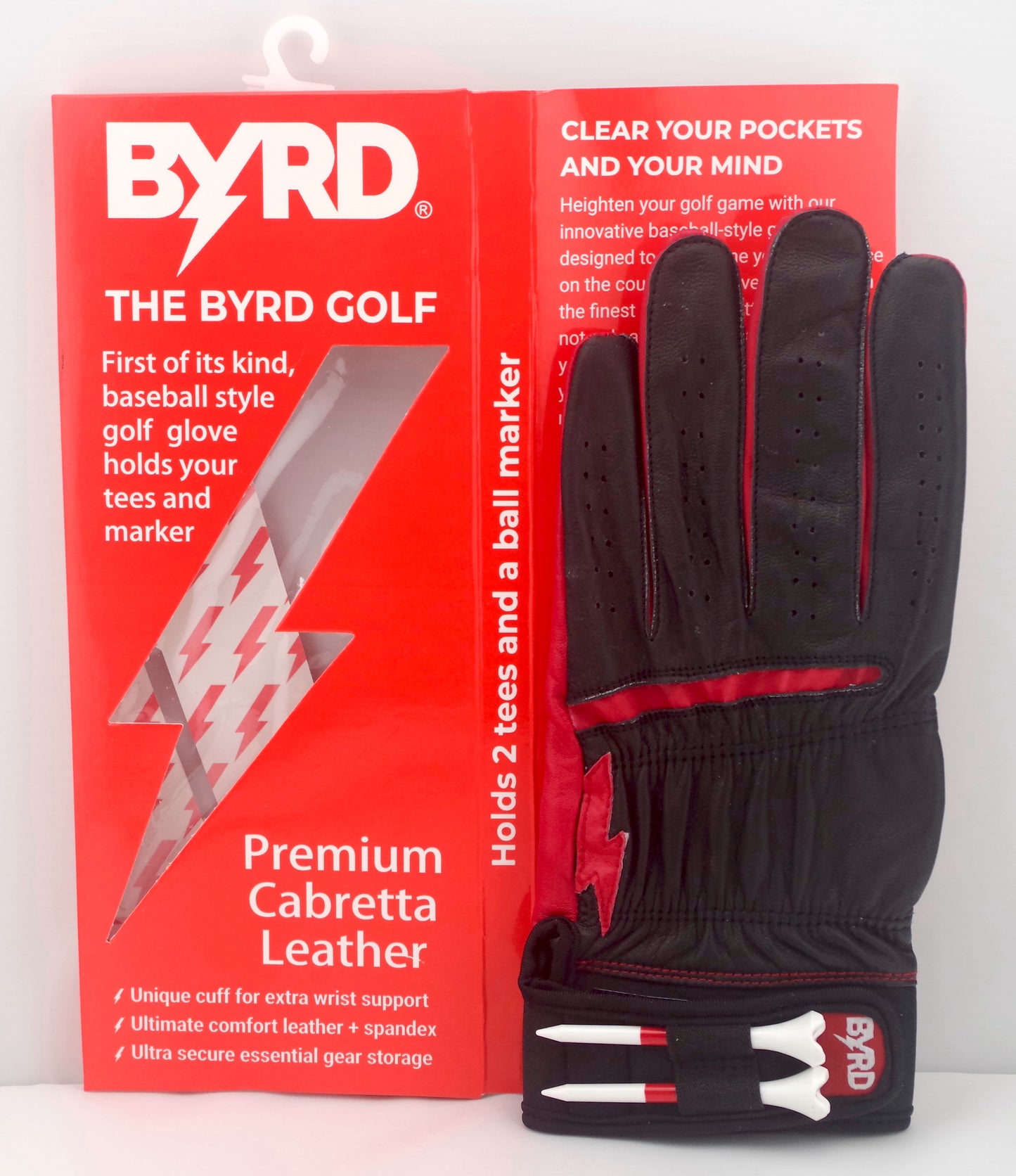 THE BYRD GOLF GLOVE - BLACK / RED