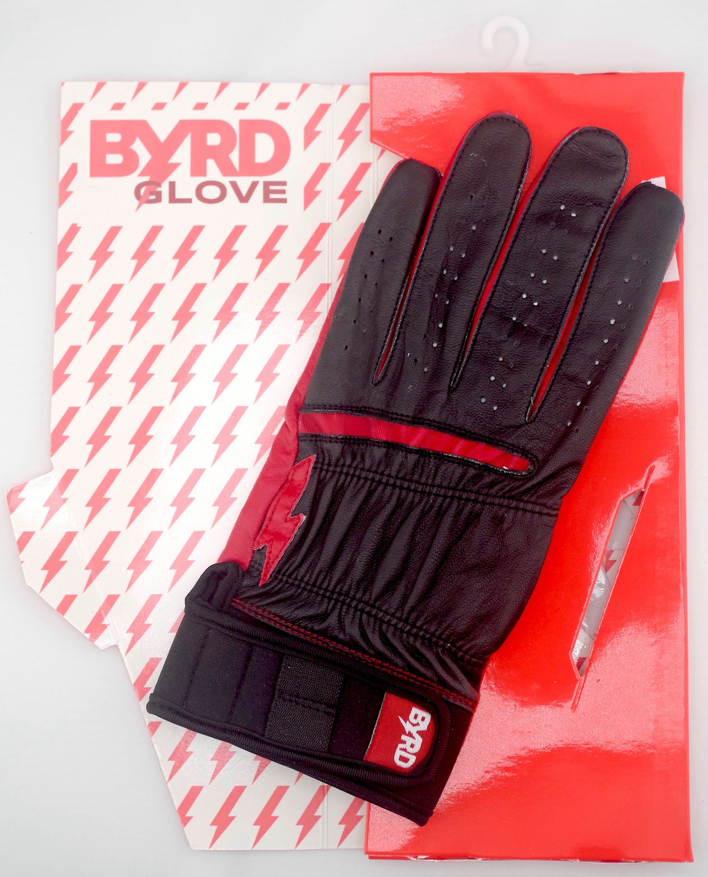 THE BYRD GOLF GLOVE - BLACK / RED