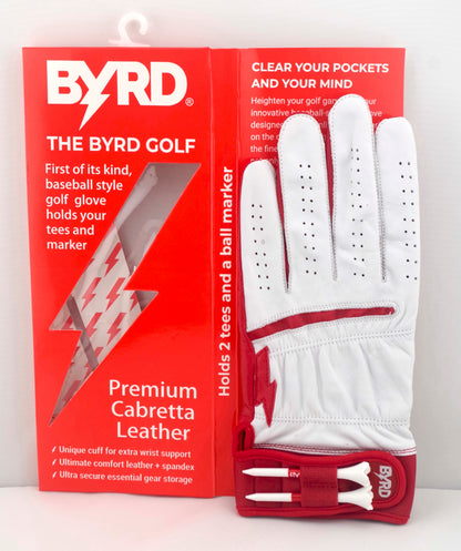 THE BYRD GOLF GLOVE - WHITE / RED