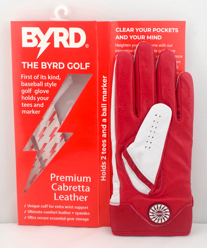 THE BYRD GOLF GLOVE - WHITE / RED